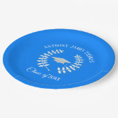 Azure Grad Cap und Blätter Papier Teller 9" (Schrägansicht)