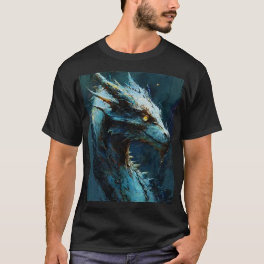 Azure Guardian: Fierce Dragon Art T-Shirt (Vorderseite)