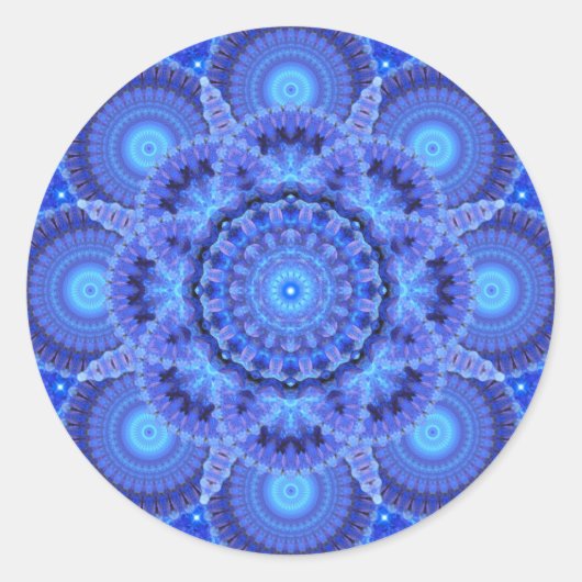 Azure Harmony Mandala Runder Aufkleber (Vorderseite)