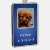 Azure Haustier-Foto-Ornament - Weihnachtsgeschenk Rahmen-Ornament Silber (Rechts)