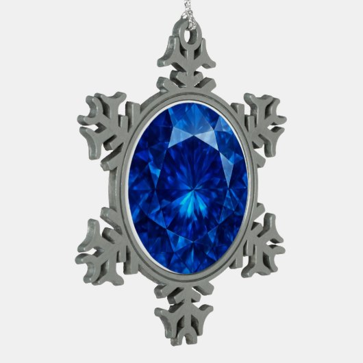 Azure Heart Stone Schneeflocken Zinn-Ornament (Links)