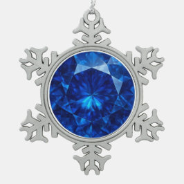 Azure Heart Stone Schneeflocken Zinn-Ornament