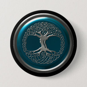 Azure Iron Celtic Tree Button