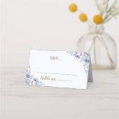 Azure & Ivory Floral Romance Wedding  Platzkarte (Vorderseite)