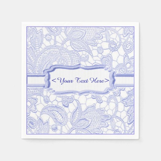 Azure Lace Elegant Blue Personalisiert Napkins Serviette (Vorderseite)