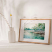 Azure Mangrove Majestät: Aquarell blau-grün Poster