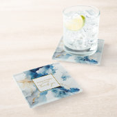 AZURE Marble Dreams Gala | GLITZER SAVE THE DATE Glasuntersetzer (Schrägansicht)