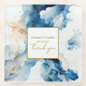 AZURE Marble Dreams Gala | GLITZER SAVE THE DATE Glasuntersetzer (Vorderseite)