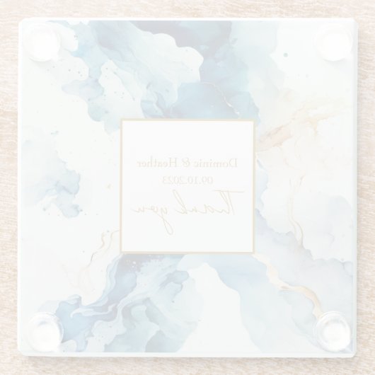 AZURE Marble Dreams Gala | GLITZER SAVE THE DATE Glasuntersetzer (Rückseite)