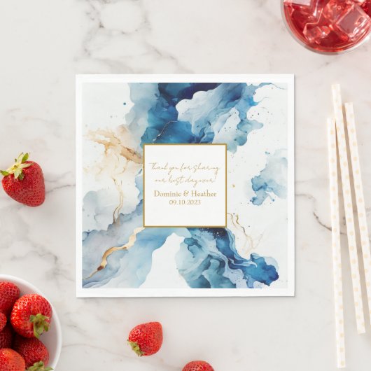 AZURE Marble Dreams Gala | GLITZER SAVE THE DATE Serviette (Beispiel)