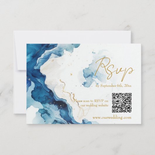 AZURE Marble Dreams Gala QR Code RSVP Karte (Vorderseite)