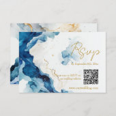 AZURE Marble Dreams Gala QR Code RSVP Karte (Vorne/Hinten)