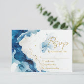 AZURE Marble Dreams Gala RSVP Card (Stehend Vorderseite)