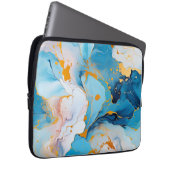 Azure Marble with Golden Splashes Laptopschutzhülle (Vorne Rechts)