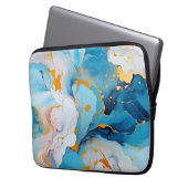 Azure Marble with Golden Splashes Laptopschutzhülle (Vorderseite Links)