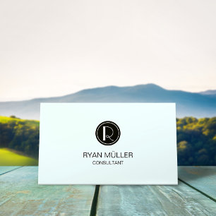 Azure Mist Beruflich Chic Schlicht und Monogram Visitenkarte