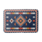 Azure Navy and Terracotta Geometric Tribal Badematte (Vorderseite)