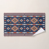 Azure Navy and Terracotta Geometric Tribal Badhandtuch Set (Handtuch)