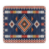 Azure Navy and Terracotta Geometric Tribal Schneidebrett (Vorderseite)
