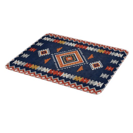 Azure Navy and Terracotta Geometric Tribal Schneidebrett (Ecke)