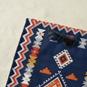 Azure Navy and Terracotta Geometric Tribal Strandtuch (Beispiel)