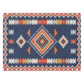 Azure Navy and Terracotta Geometric Tribal Tischdecke (Vorderseite (Horizontal))