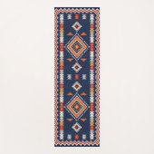 Azure Navy and Terracotta Geometric Tribal Yogamatte (Vorderseite)