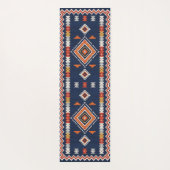 Azure Navy and Terracotta Geometric Tribal Yogamatte (Rückseite)