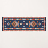 Azure Navy and Terracotta Geometric Tribal Yogamatte (Vorderseite (Horizontal))