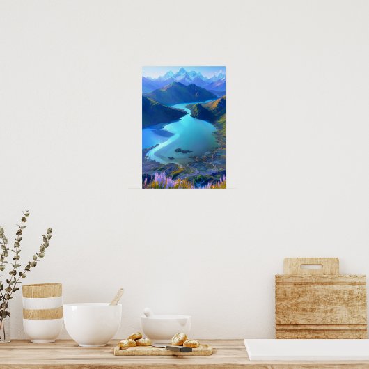 Azure Oasis: Ein serener Bergsee Poster (Küche)