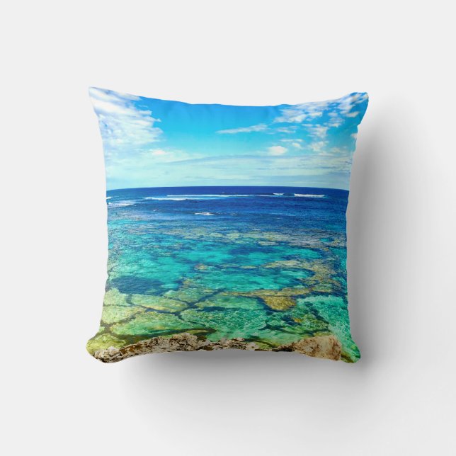 Azure Ocean Reef Kissen (Vorderseite)