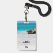 Azure Ocean Sandy Beach Foto Ausweis (Vorderseite mit Lanyard)