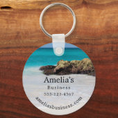 Azure Ocean Sandy Beach Foto Business Schlüsselanhänger (Vorderseite)