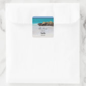 Azure Ocean Sandy Beach Foto - Candle Business Quadratischer Aufkleber (Tasche)