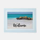 Azure Ocean Sandy Beach Foto Empfang Fußmatte (Vorderseite)