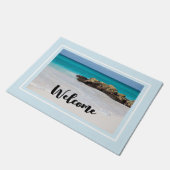 Azure Ocean Sandy Beach Foto Empfang Fußmatte (Schrägansicht)