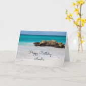 Azure Ocean Sandy Beach Foto Geburtstag Karte (Gelbe Blume)