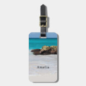 Azure Ocean Sandy Beach Foto Gepäckanhänger (Vorderseite vertikal)