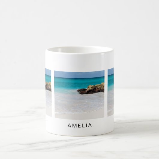 Azure Ocean Sandy Beach Foto Kaffeetasse (Mittel)