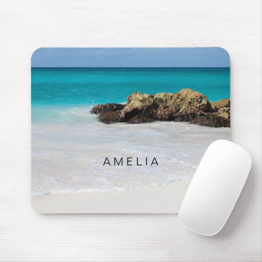 Azure Ocean Sandy Beach Foto Mousepad (Mit Mouse)
