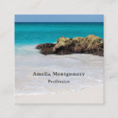 Azure Ocean Sandy Beach Foto Quadratische Visitenkarte (Vorderseite)