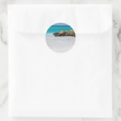 Azure Ocean Sandy Beach Foto Runder Aufkleber (Tasche)
