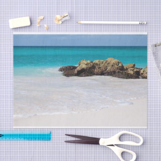 Azure Ocean Sandy Beach Foto Seidenpapier (Handwerk)