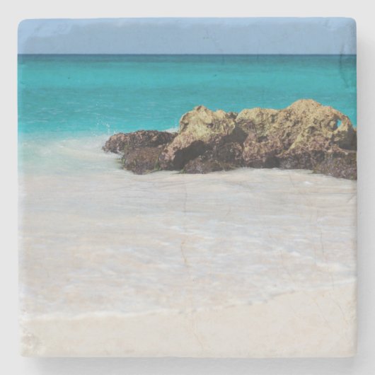 Azure Ocean Sandy Beach Foto Steinuntersetzer (Vorderseite)