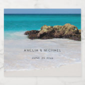 Azure Ocean Sandy Beach Foto Wedding Bierflaschenetikett (Einzelnes Label)