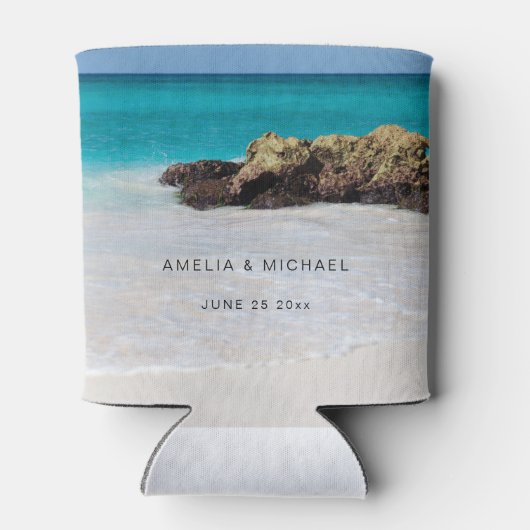 Azure Ocean Sandy Beach Foto Wedding Dosenkühler (Rückseite)