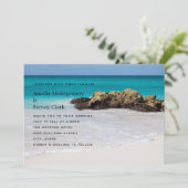 Azure Ocean Sandy Beach Foto Wedding Einladung (Stehend Vorderseite)