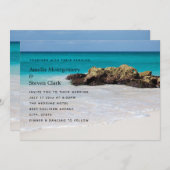 Azure Ocean Sandy Beach Foto Wedding Einladung (Vorne/Hinten)