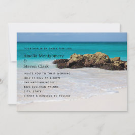 Azure Ocean Sandy Beach Foto Wedding Einladung