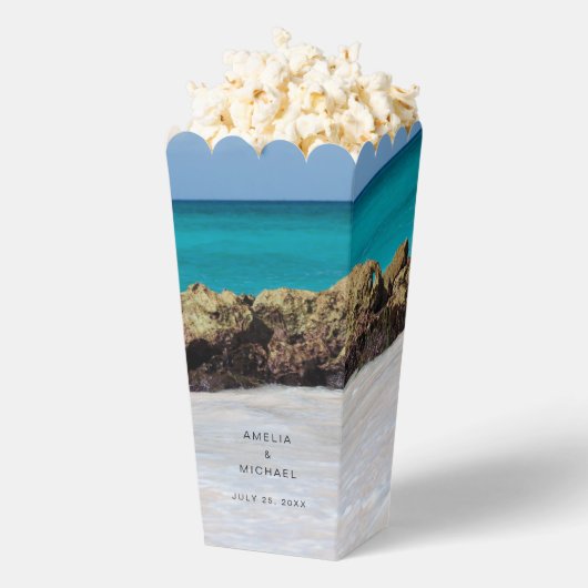 Azure Ocean Sandy Beach Foto Wedding Geschenkschachtel (Geplatzt)